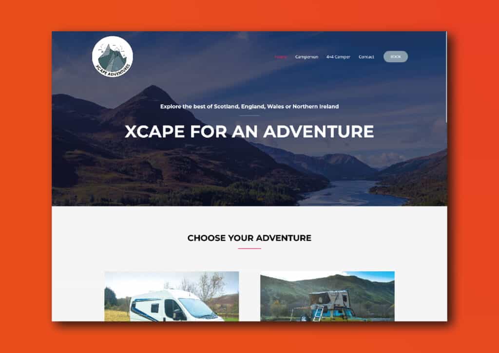 Auchterarder Website design Xcape adventures